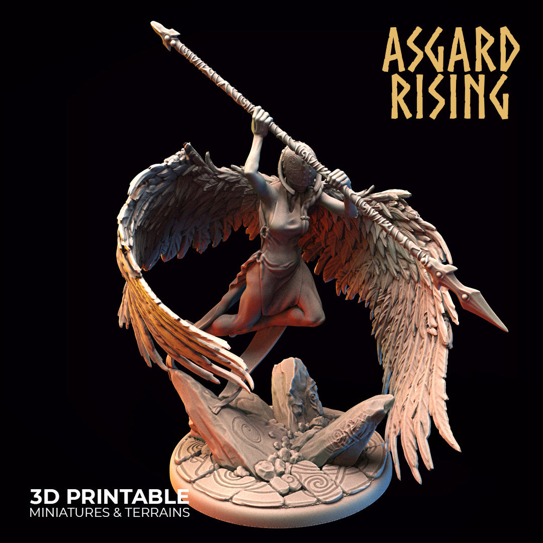Valkyrie with Spear - Geirahod - Asgard Rising Miniatures - Wargaming D&D DnD