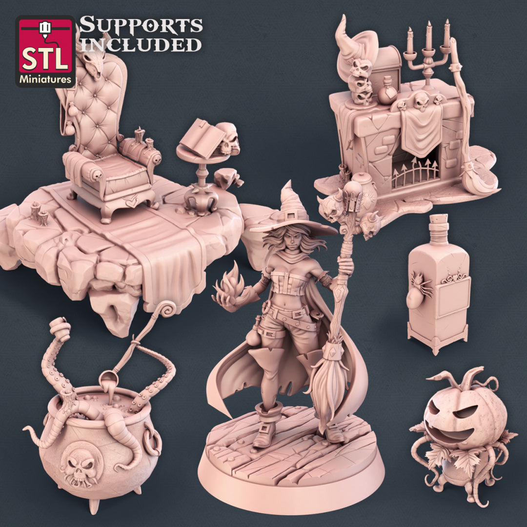 Witch Set - STL Miniatures - Wargaming D&D DnD