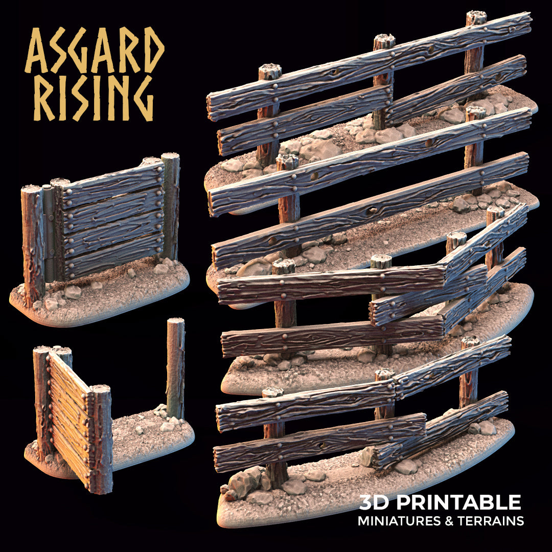Wooden Fence with Gate - Asgard Rising Miniatures - Wargaming D&D DnD