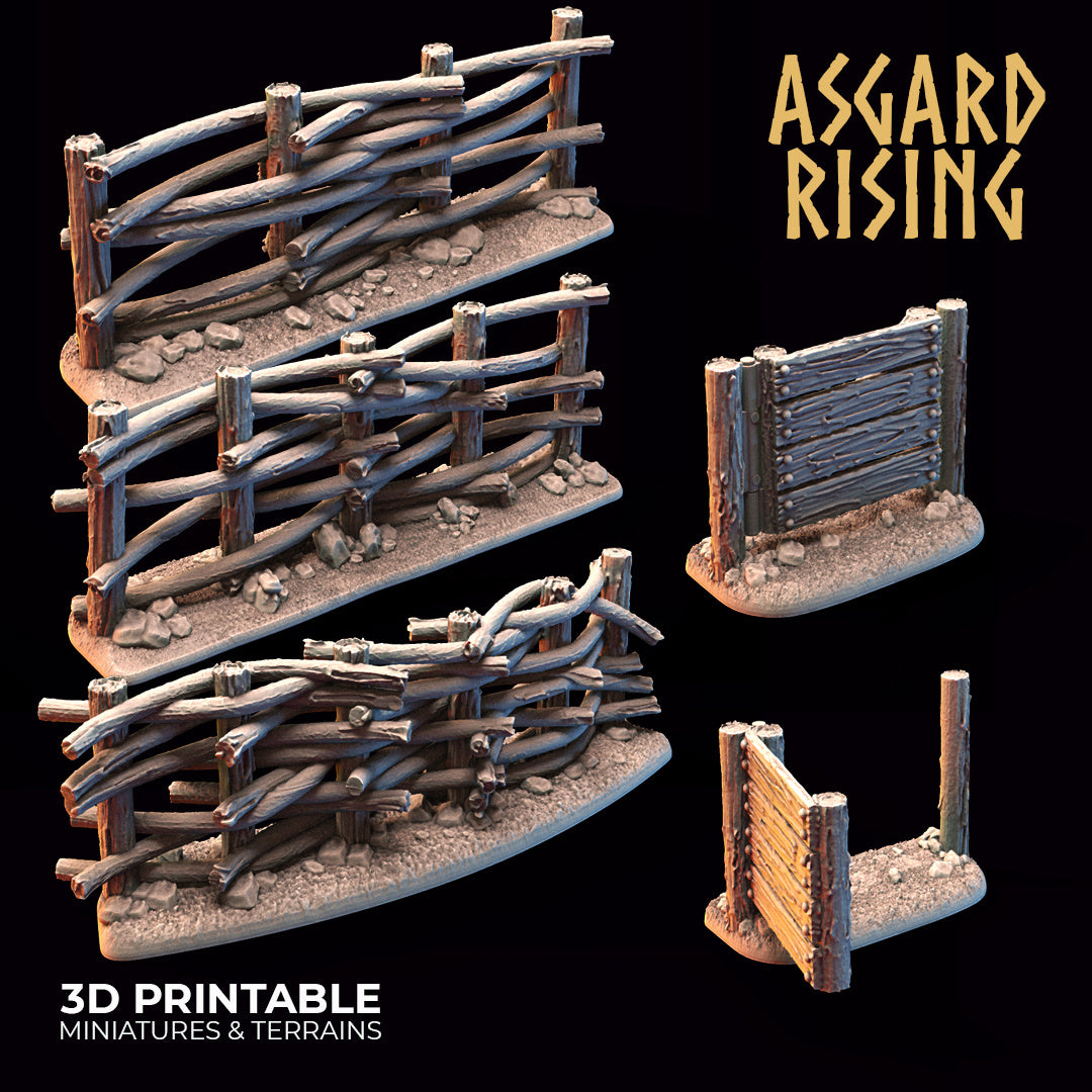 Wattle Fence with Gate Set - Asgard Rising Miniatures - Wargaming D&D DnD