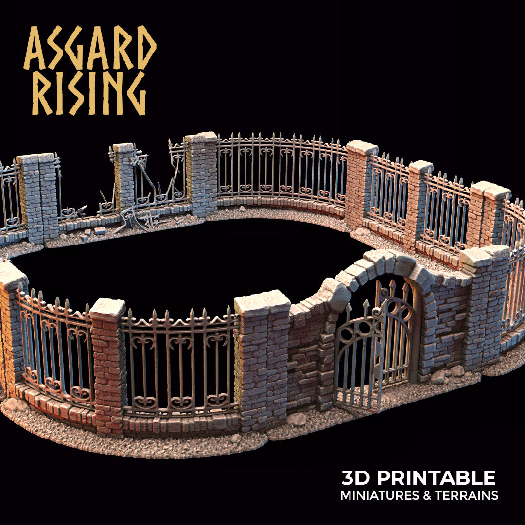 Wrought Iron Fence with Gate Set 1 - Asgard Rising - Wargaming D&D DnD