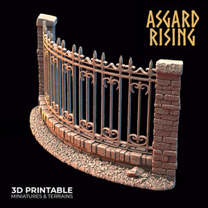 Wrought Iron Fence with Gate Set 1 - Asgard Rising - Wargaming D&D DnD
