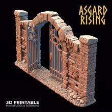 Load image into Gallery viewer, Wrought Iron Fence with Gate Set 1 - Asgard Rising - Wargaming D&amp;D DnD