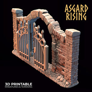 Wrought Iron Fence with Gate Set 2 - Asgard Rising - Wargaming D&D DnD