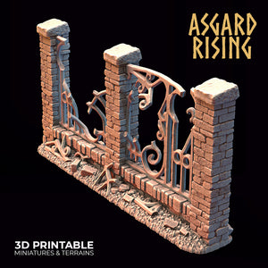 Wrought Iron Fence with Gate Set 2 - Asgard Rising - Wargaming D&D DnD