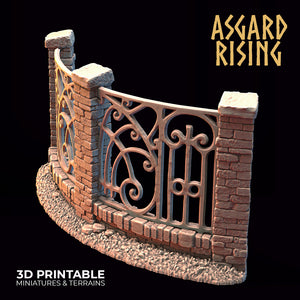 Wrought Iron Fence with Gate Set 2 - Asgard Rising - Wargaming D&D DnD