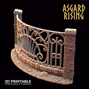 Wrought Iron Fence with Gate Set 2 - Asgard Rising - Wargaming D&D DnD