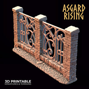 Wrought Iron Fence with Gate Set 2 - Asgard Rising - Wargaming D&D DnD