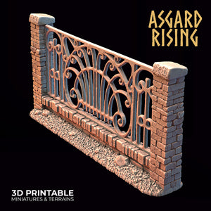 Wrought Iron Fence with Gate Set 2 - Asgard Rising - Wargaming D&D DnD