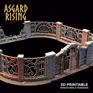 Wrought Iron Fence with Gate Set 2 - Asgard Rising - Wargaming D&D DnD