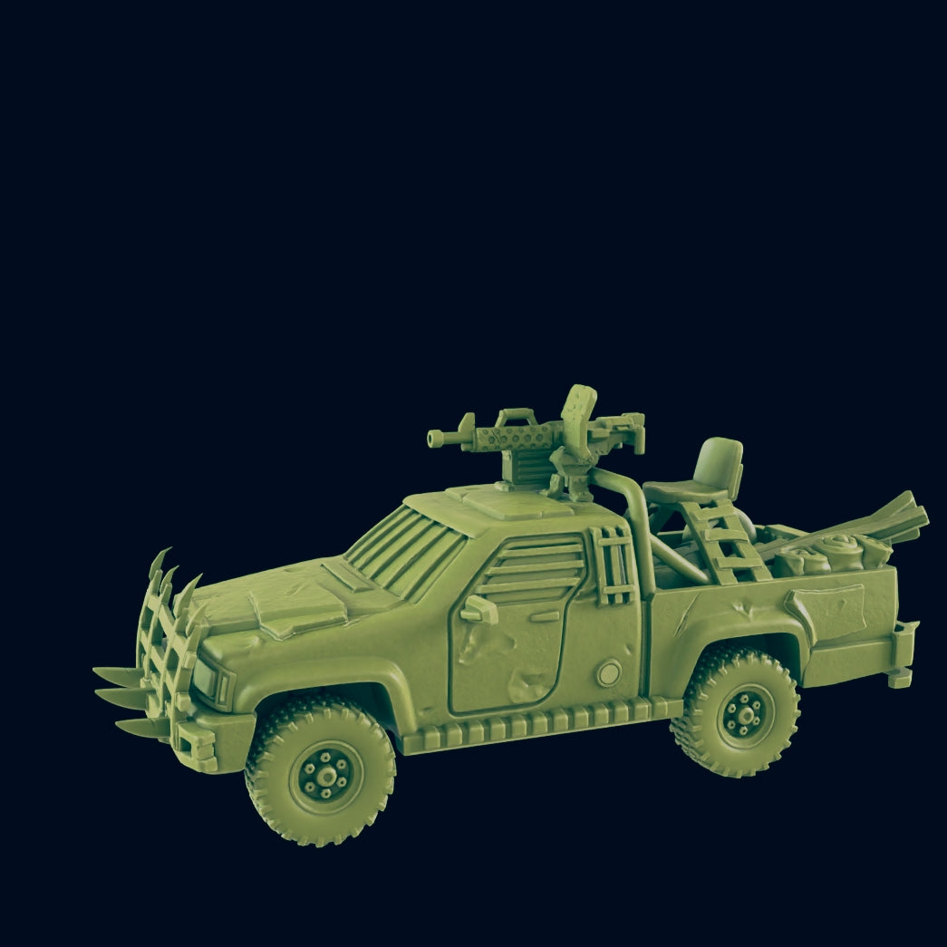 Wasteland Technical Pickup Truck - Beyond the Badlands - EC3D - Wasteland Terrain Wargaming D&D DnD 15mm 20mm 25mm 28mm 32mm 40mm 54mm 75mm