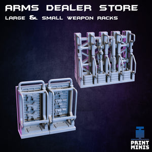 Arms Dealer Weapons Racks - Night Market - Print Minis - Wargaming D&D DnD